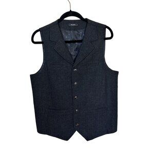 Mens Herringbone Vest By Lunta Dark Grey Wool Blend Academia